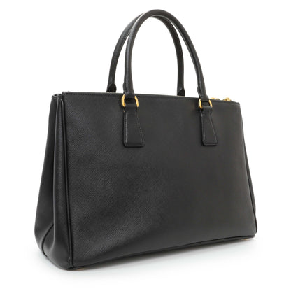 Exclusive Prada Black Saffiano Medium Galleria Double Zip Tote — Side View