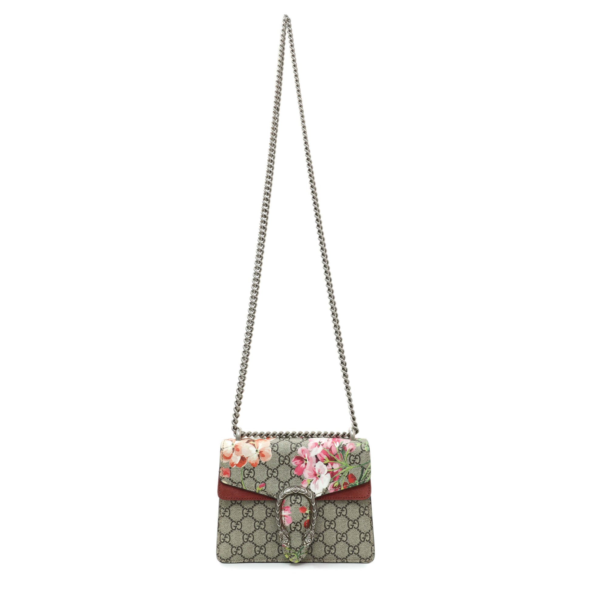 Exclusive Gucci GG Supreme Monogram Blooms Mini Dionysus Shoulder Bag — Front View