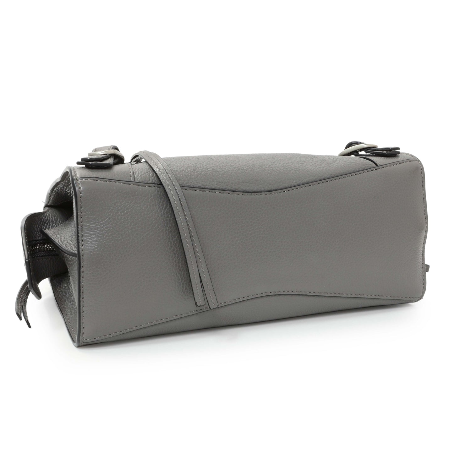 Exclusive Balenciaga Grained Grey Calfskin Neo Classic Silver Hardware Mini City — Back View