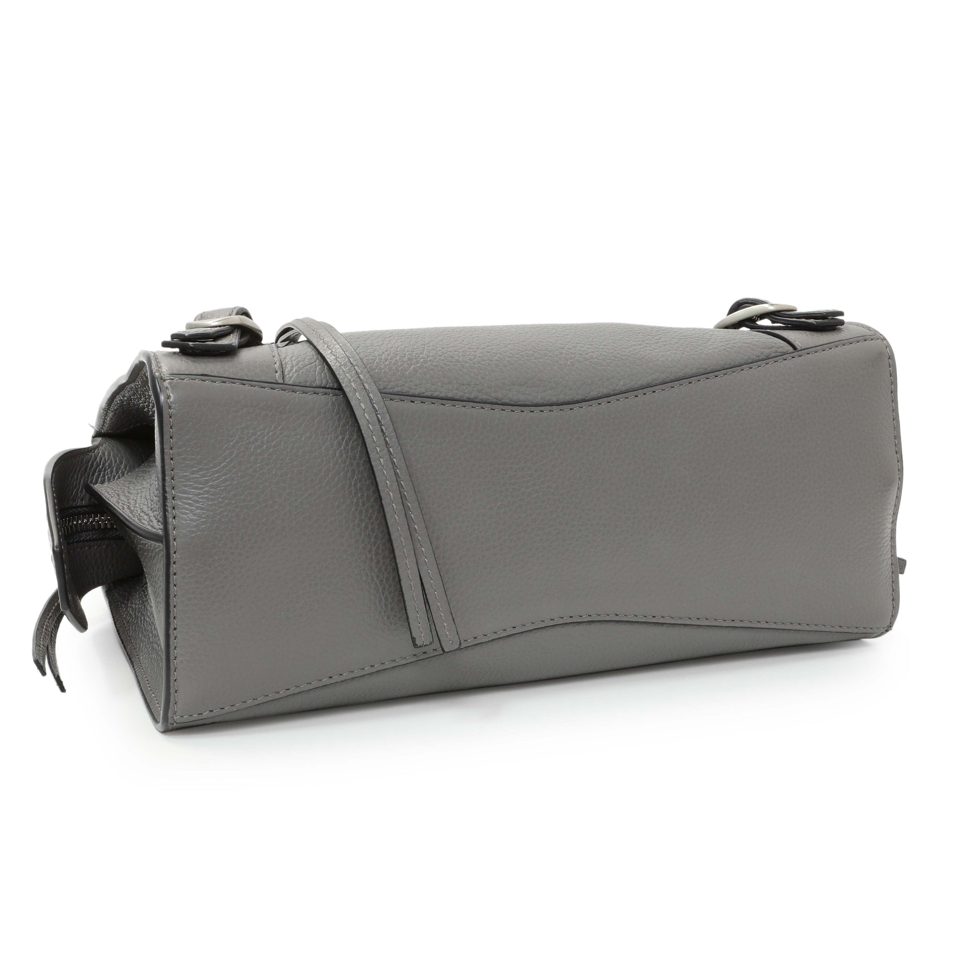 Exclusive Balenciaga Grained Grey Calfskin Neo Classic Silver Hardware Mini City — Back View