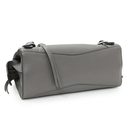 Exclusive Balenciaga Grained Grey Calfskin Neo Classic Silver Hardware Mini City — Back View