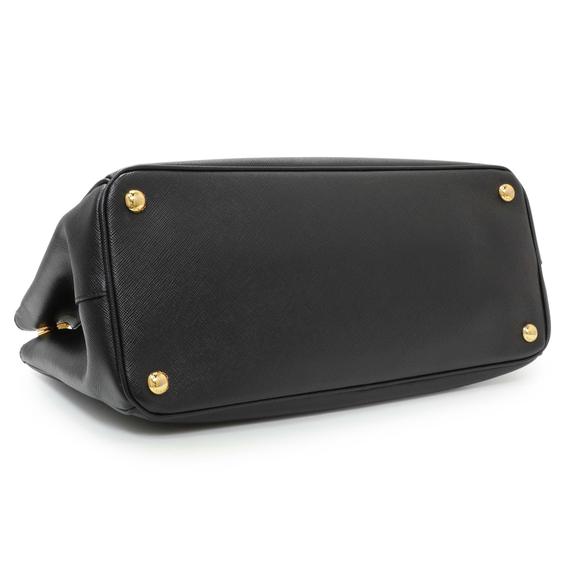 Exclusive Prada Black Saffiano Medium Galleria Double Zip Tote — Back View