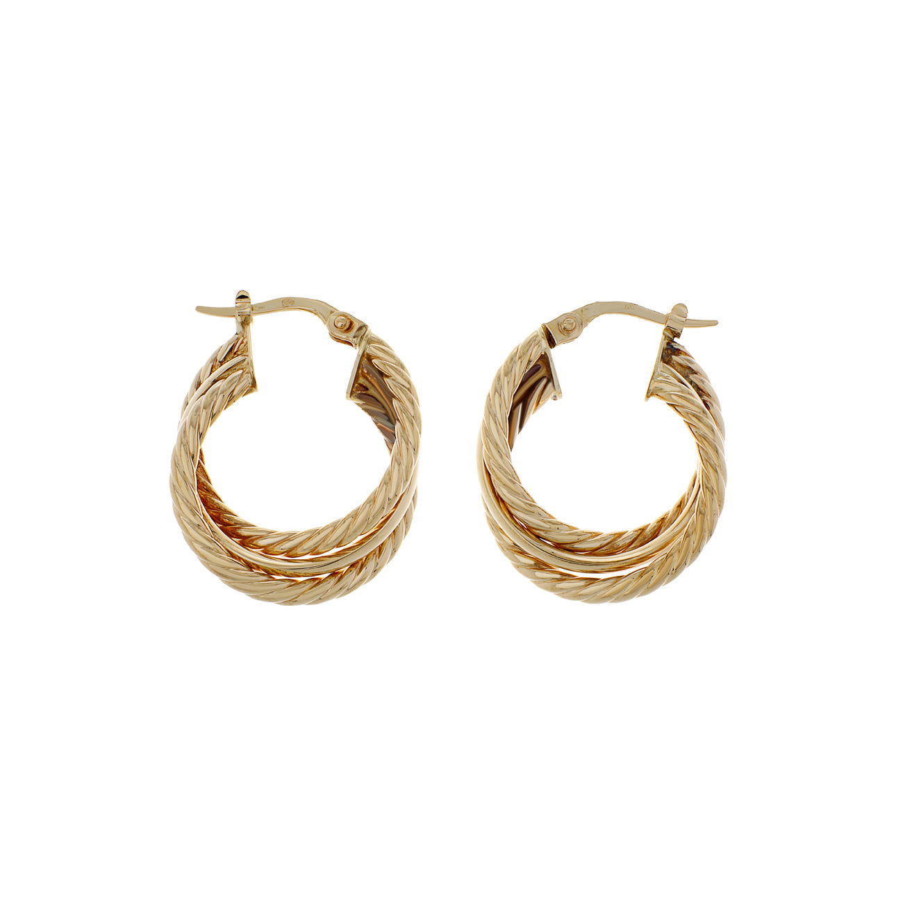Exclusive 14K Yellow Gold Crossover Hoop Earrings — Front View