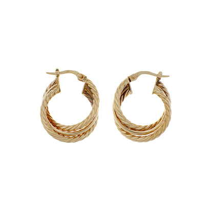 Exclusive 14K Yellow Gold Crossover Hoop Earrings — Front View
