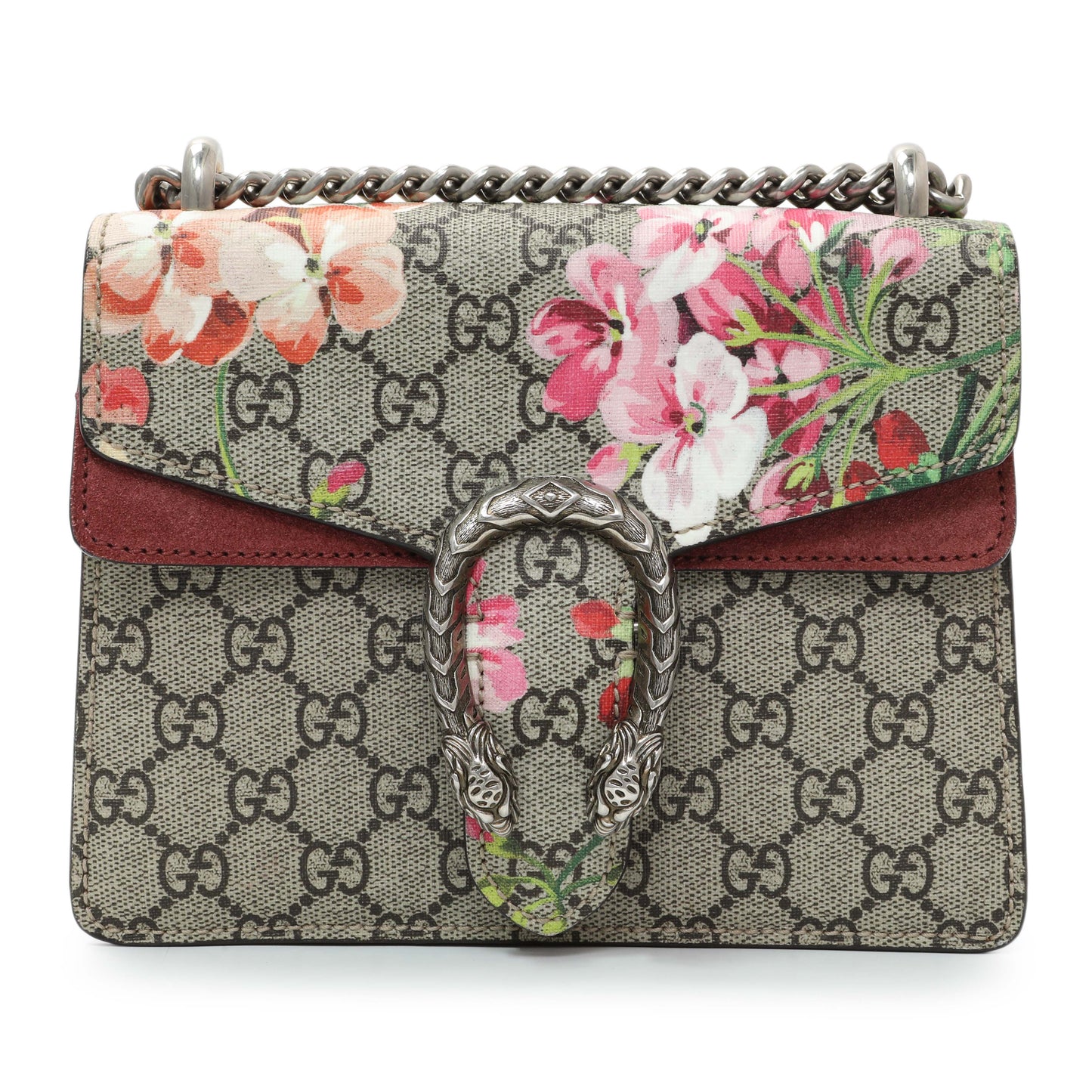 Exclusive Gucci GG Supreme Monogram Blooms Mini Dionysus Shoulder Bag — Side View