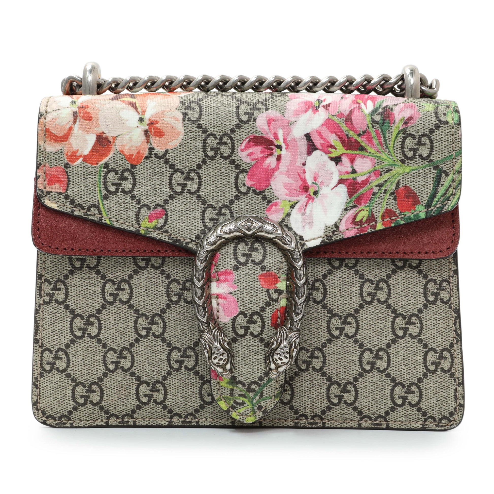 Exclusive Gucci GG Supreme Monogram Blooms Mini Dionysus Shoulder Bag — Side View