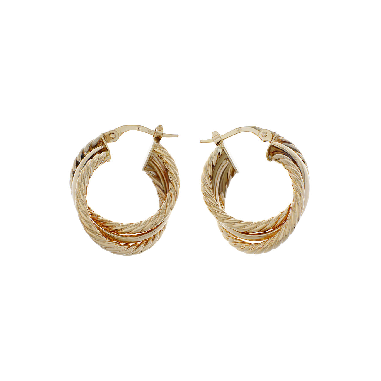 Exclusive 14K Yellow Gold Crossover Hoop Earrings — Side View