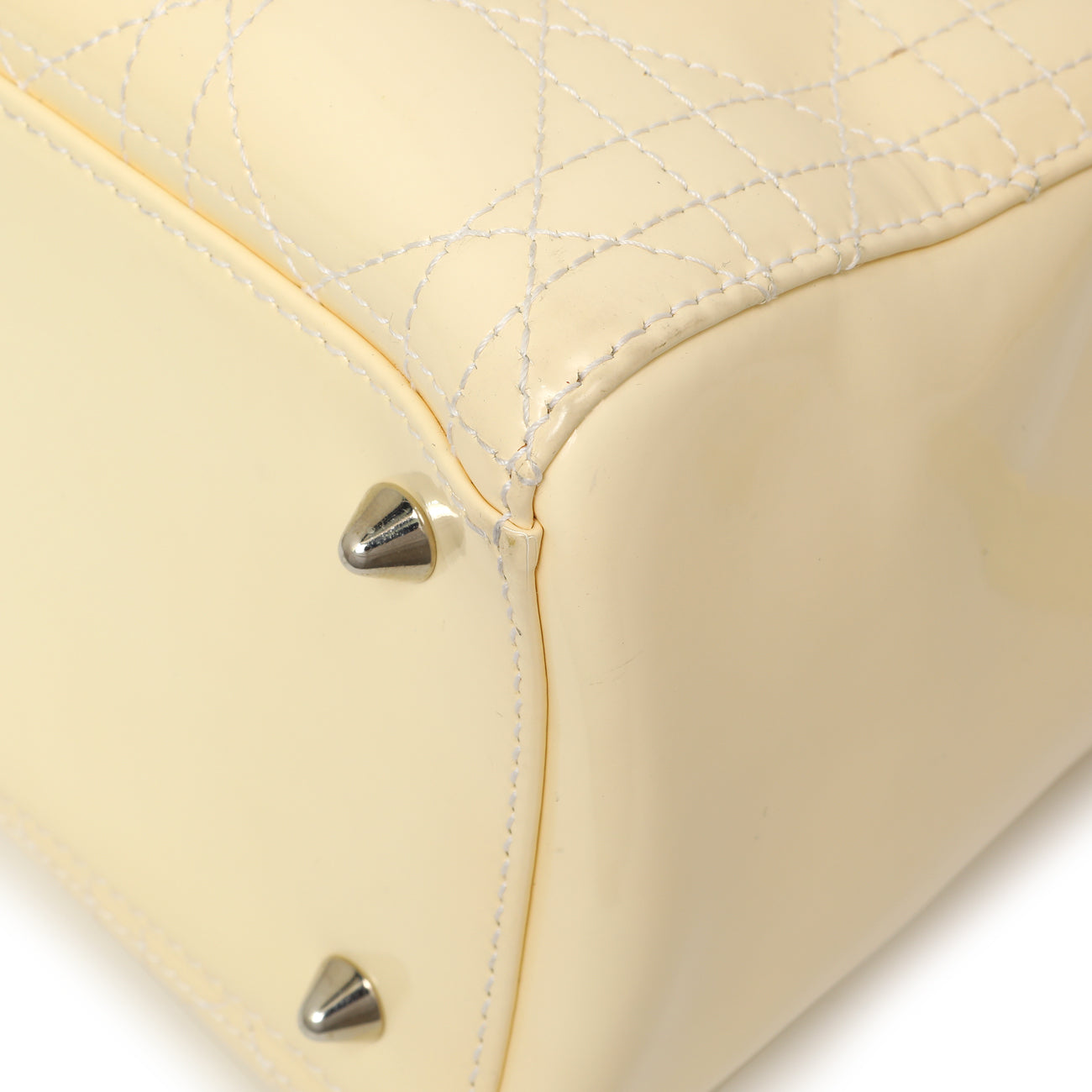 Exclusive Christian Dior Ivory Patent Cannage Medium Lady Dior — Top View