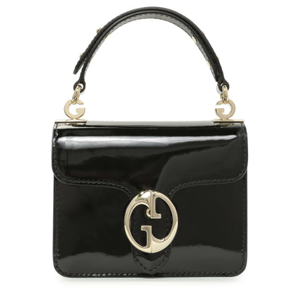 Exclusive Gucci Black Patent 1973 Top Handle Flap — Front View