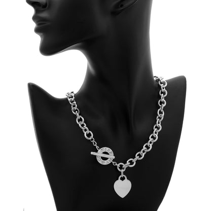 Exclusive Tiffany & Co. Sterling Silver Heart Tag Toggle Necklace — Back View
