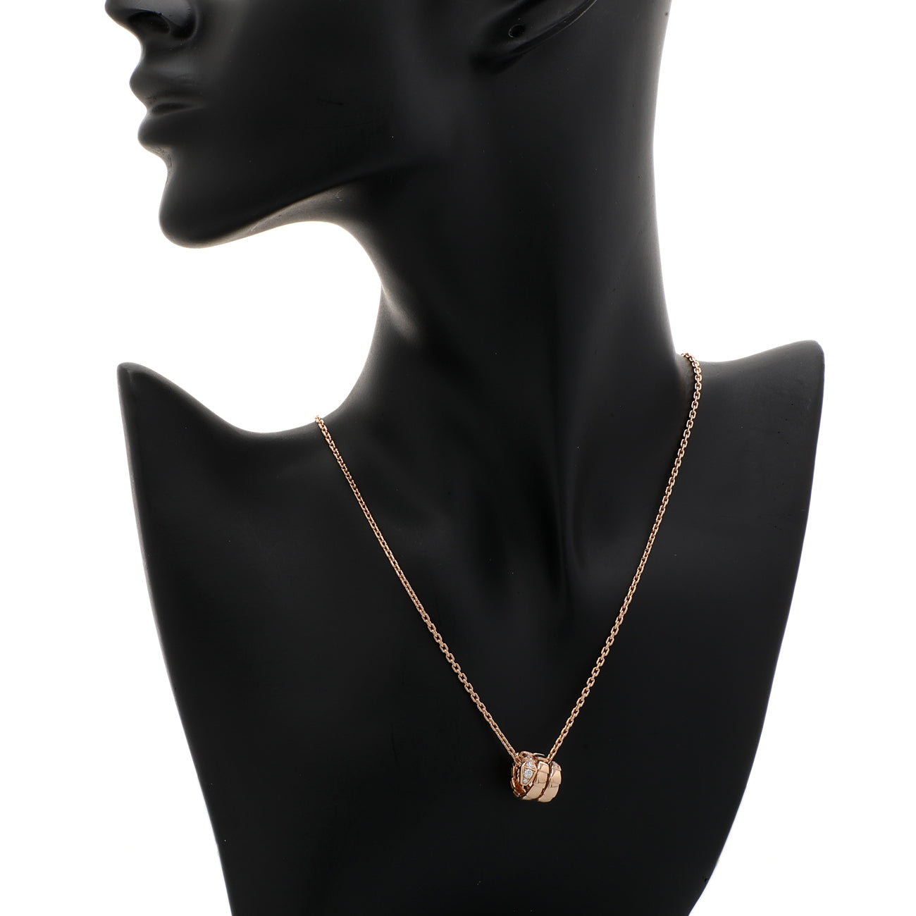 Exclusive Bulgari 18K Rose Gold Diamond Serpenti Viper Necklace — Top View