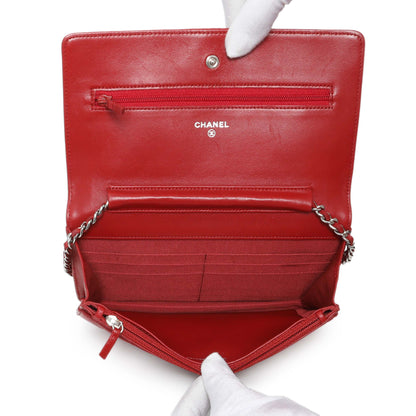 Exclusive Chanel Red Quilted Calfskin Classic Wallet On Chain — Alternate View 10