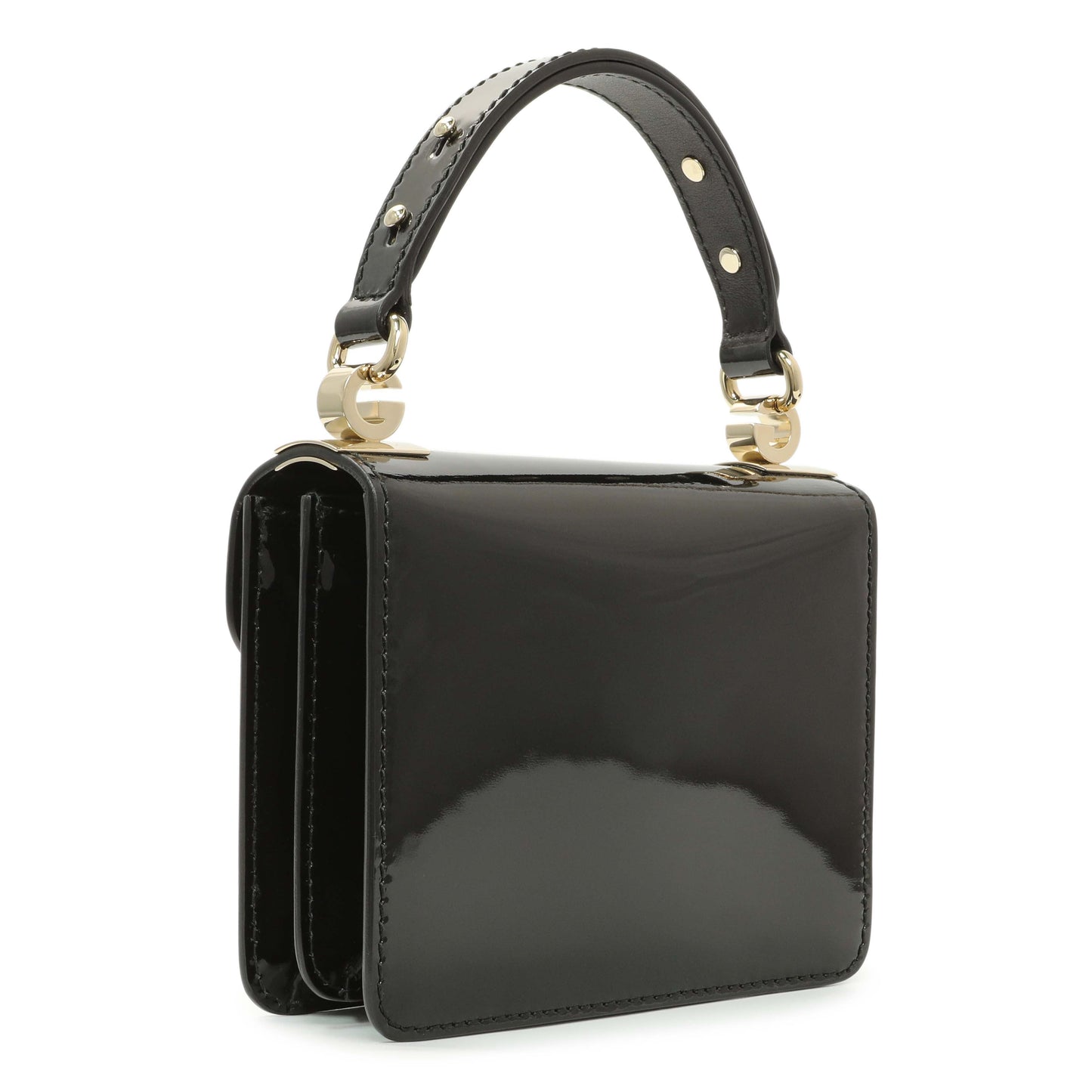 Exclusive Gucci Black Patent 1973 Top Handle Flap — Side View