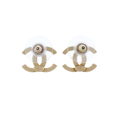 Exclusive Chanel Gold Crystal CC Earrings — Side View