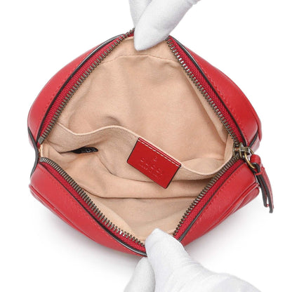 Exclusive Gucci Red Calfskin Matelasse GG Marmont Belt Bag — Top View