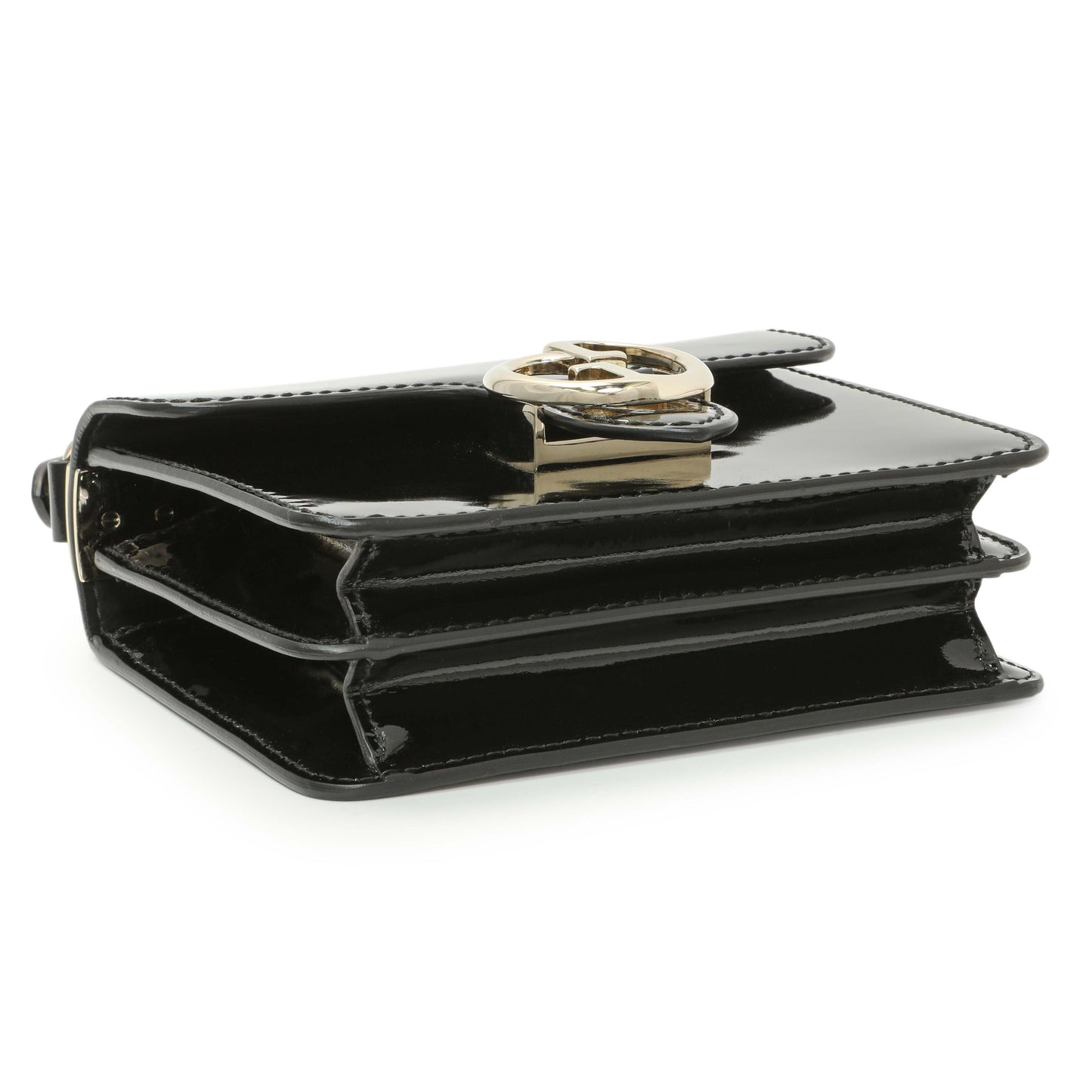 Exclusive Gucci Black Patent 1973 Top Handle Flap — Back View