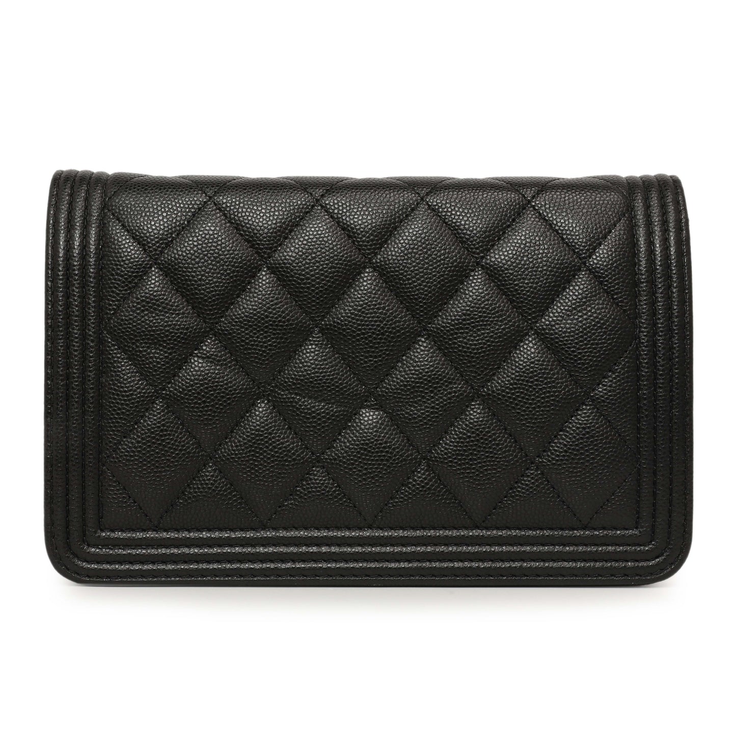 Exclusive Chanel Black Quilted Caviar Boy Wallet On Chain WOC — Back View