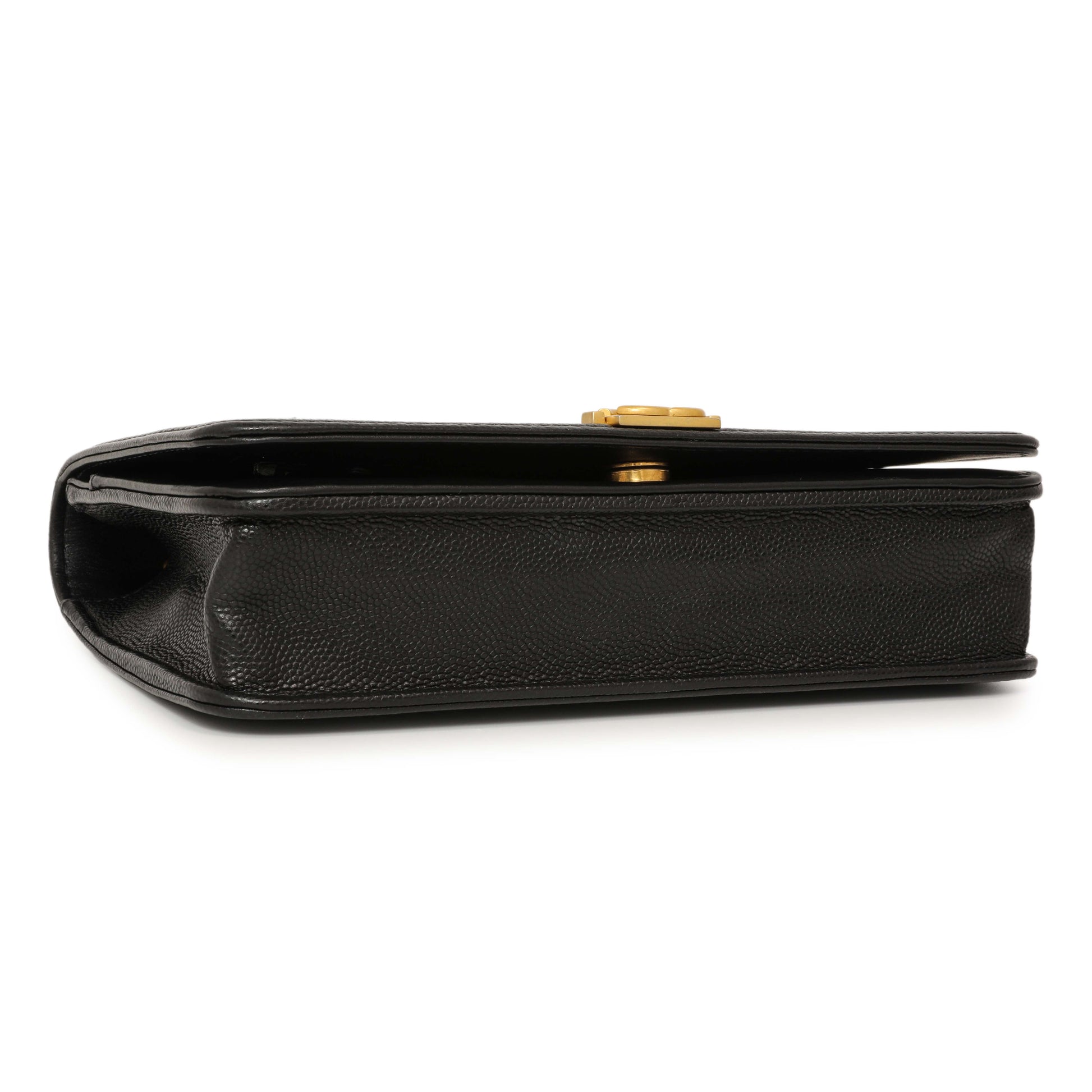 Exclusive Chanel Black Quilted Caviar Boy Wallet On Chain WOC — Top View