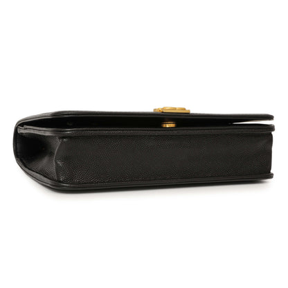 Exclusive Chanel Black Quilted Caviar Boy Wallet On Chain WOC — Top View