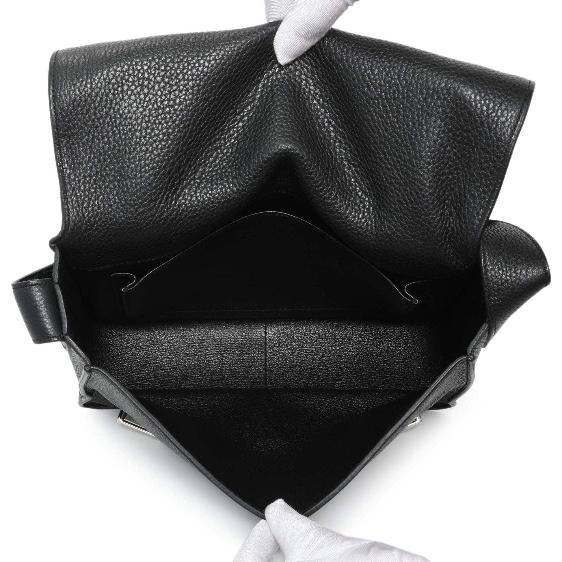 Exclusive Hermes Black Taurillon Clemence Steve Caporal Messenger — Top View