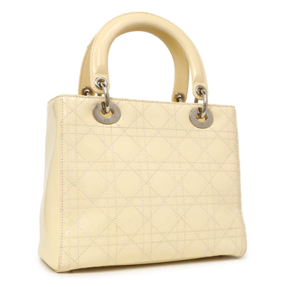 Exclusive Christian Dior Ivory Patent Cannage Medium Lady Dior — Side View