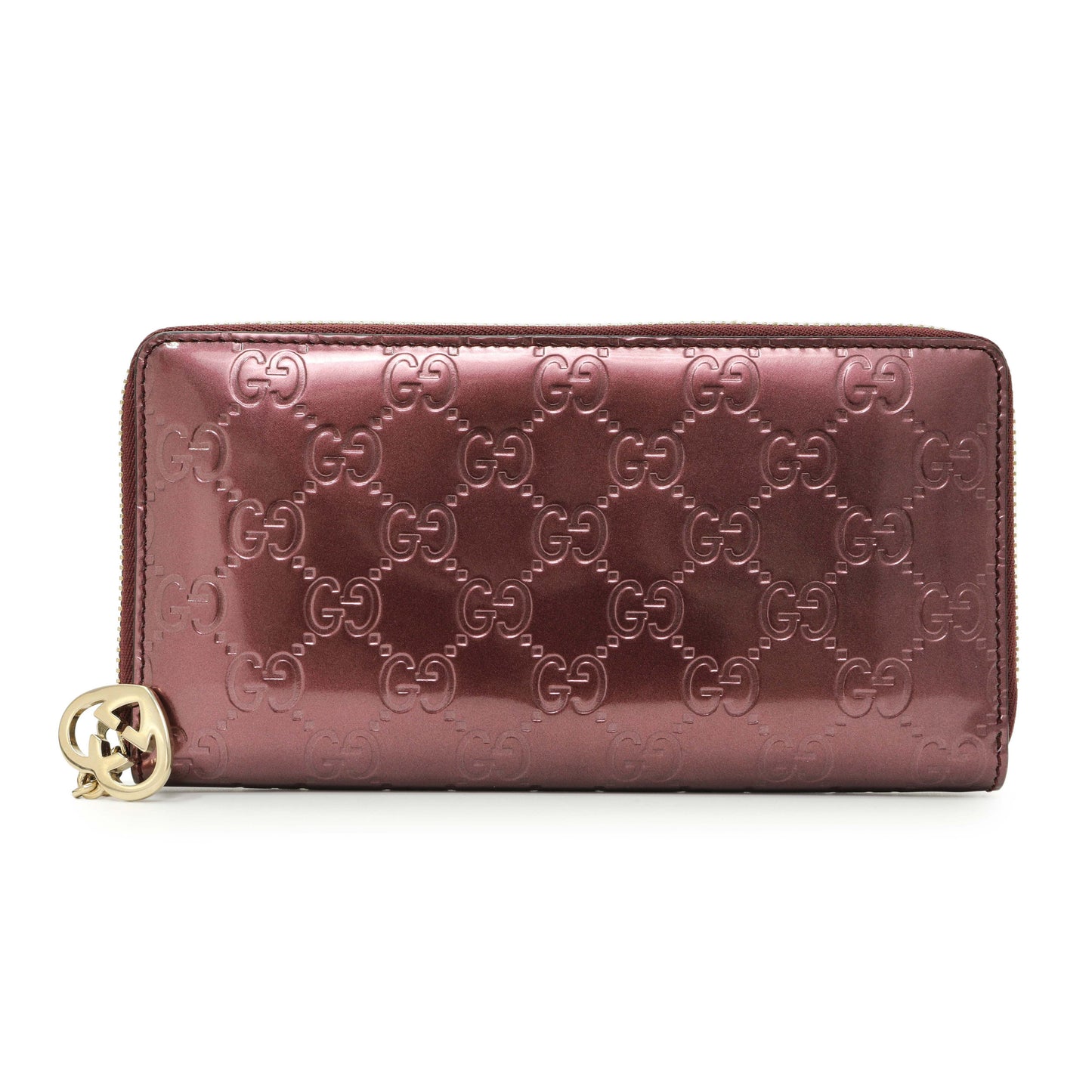 Exclusive Gucci Purple Shine Guccissima Zip Around Wallet — Front View