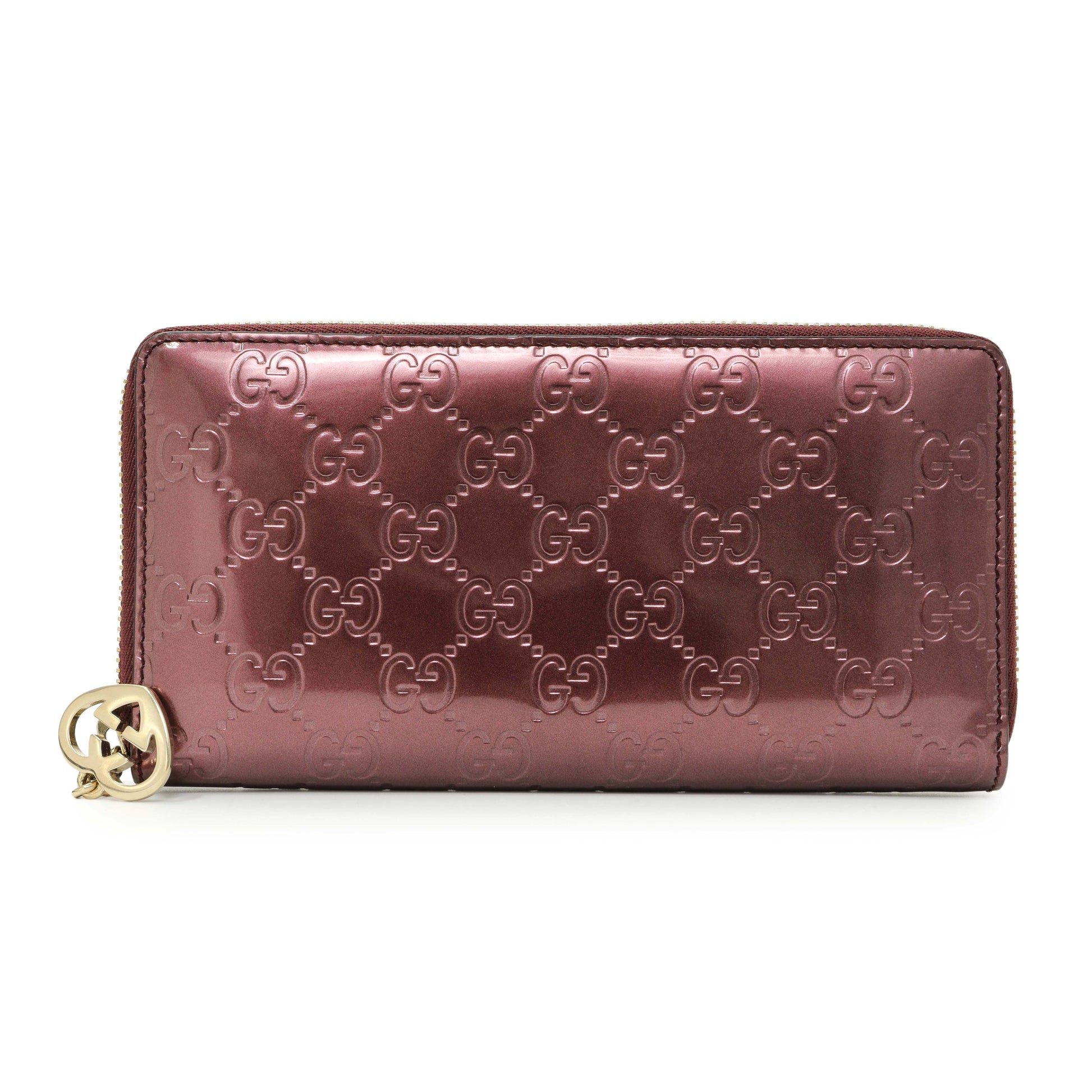 Exclusive Gucci Purple Shine Guccissima Zip Around Wallet — Front View