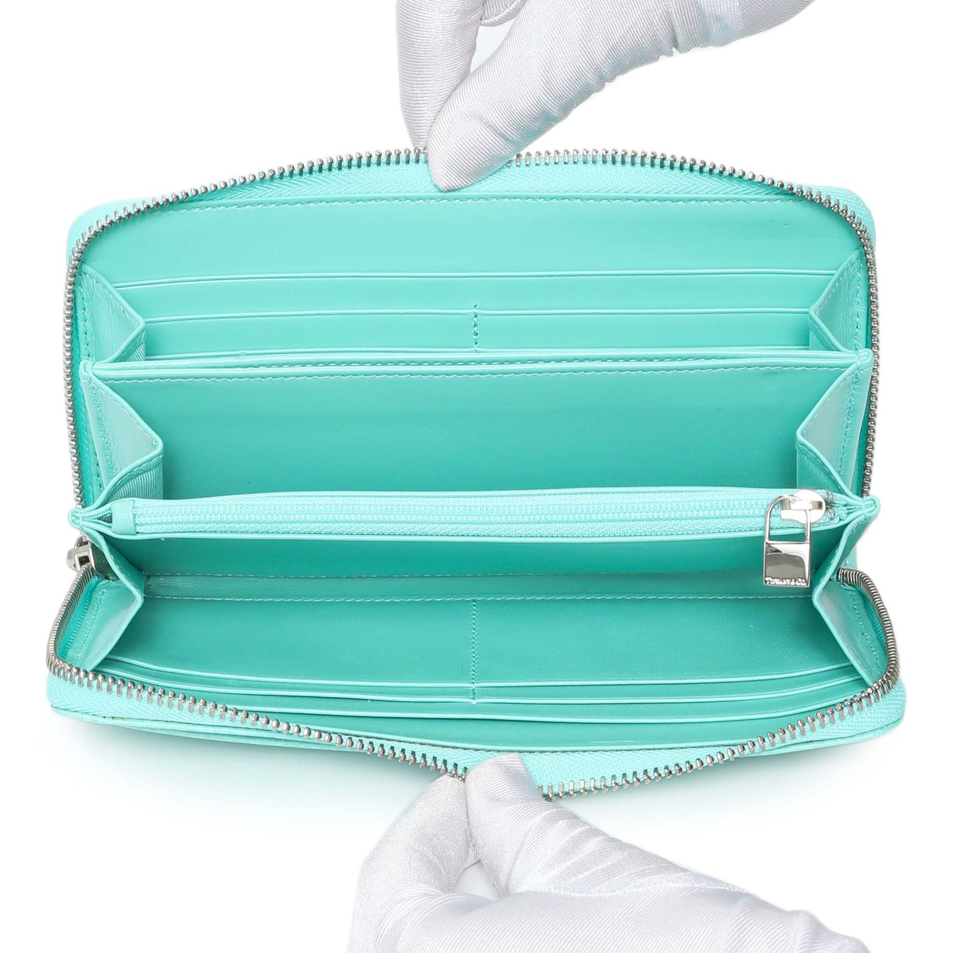 Exclusive Tiffany & Co. Blue Leather Continental Wallet — Top View