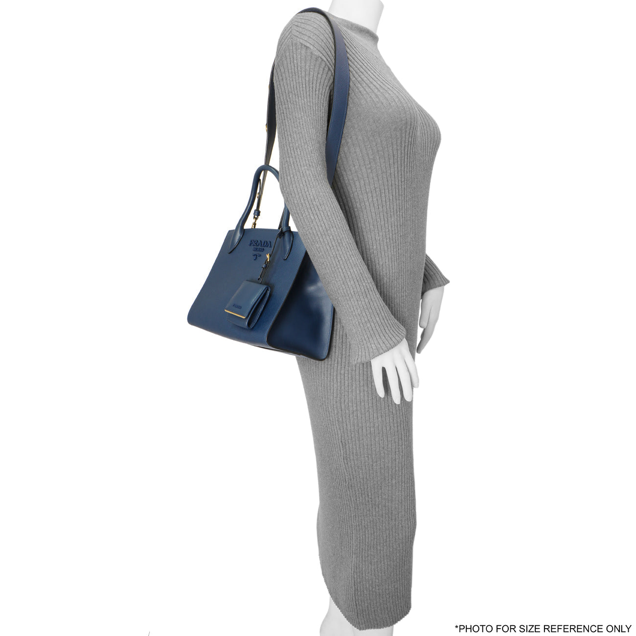 Exclusive Prada Blue Saffiano Cuir Small Monochrome Top Handle Tote — Alternate View 7