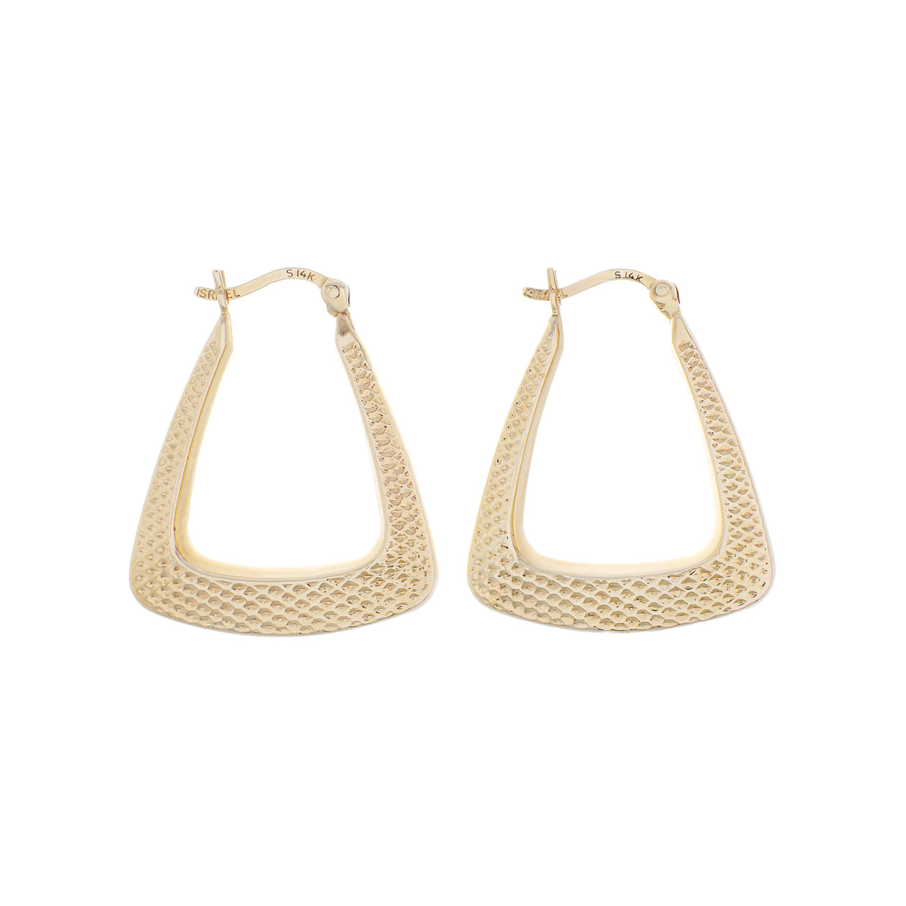 Exclusive 14K Yellow Gold Rectangular Hoop Earrings — Side View
