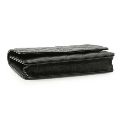 Exclusive Chanel Black Quilted Caviar Wallet on Chain — Back View