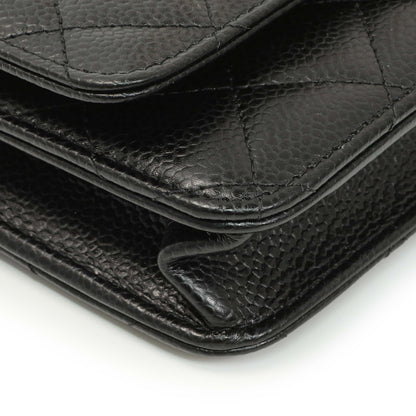 Exclusive Chanel Black Quilted Caviar Wallet on Chain — Top View