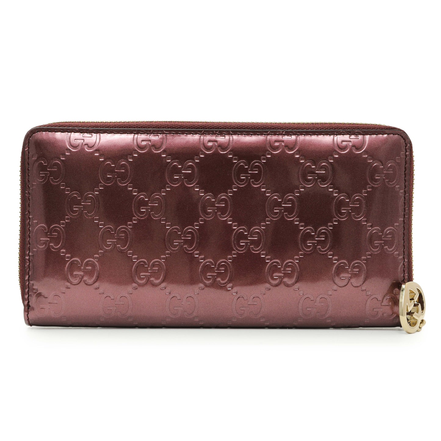 Exclusive Gucci Purple Shine Guccissima Zip Around Wallet — Side View