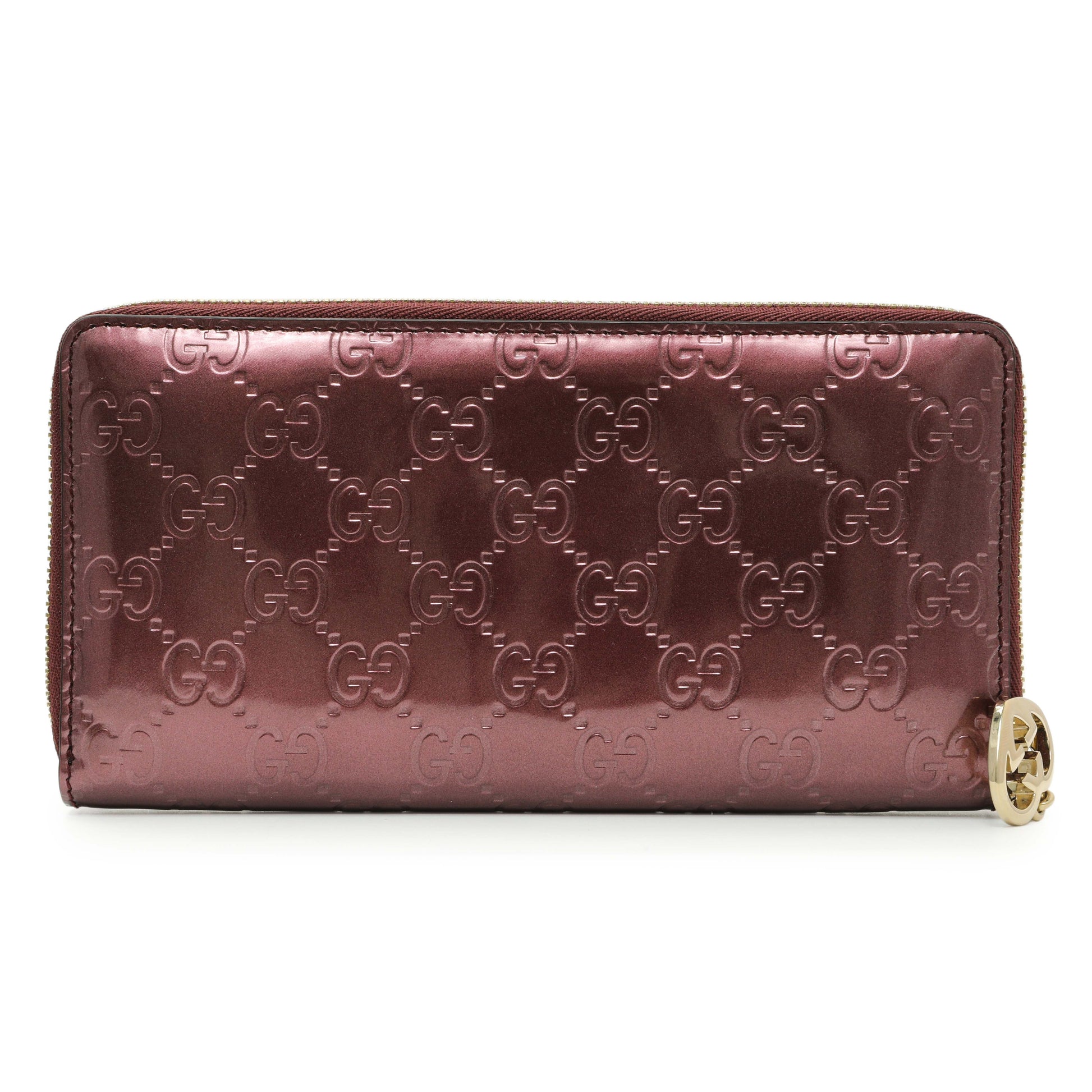 Exclusive Gucci Purple Shine Guccissima Zip Around Wallet — Side View