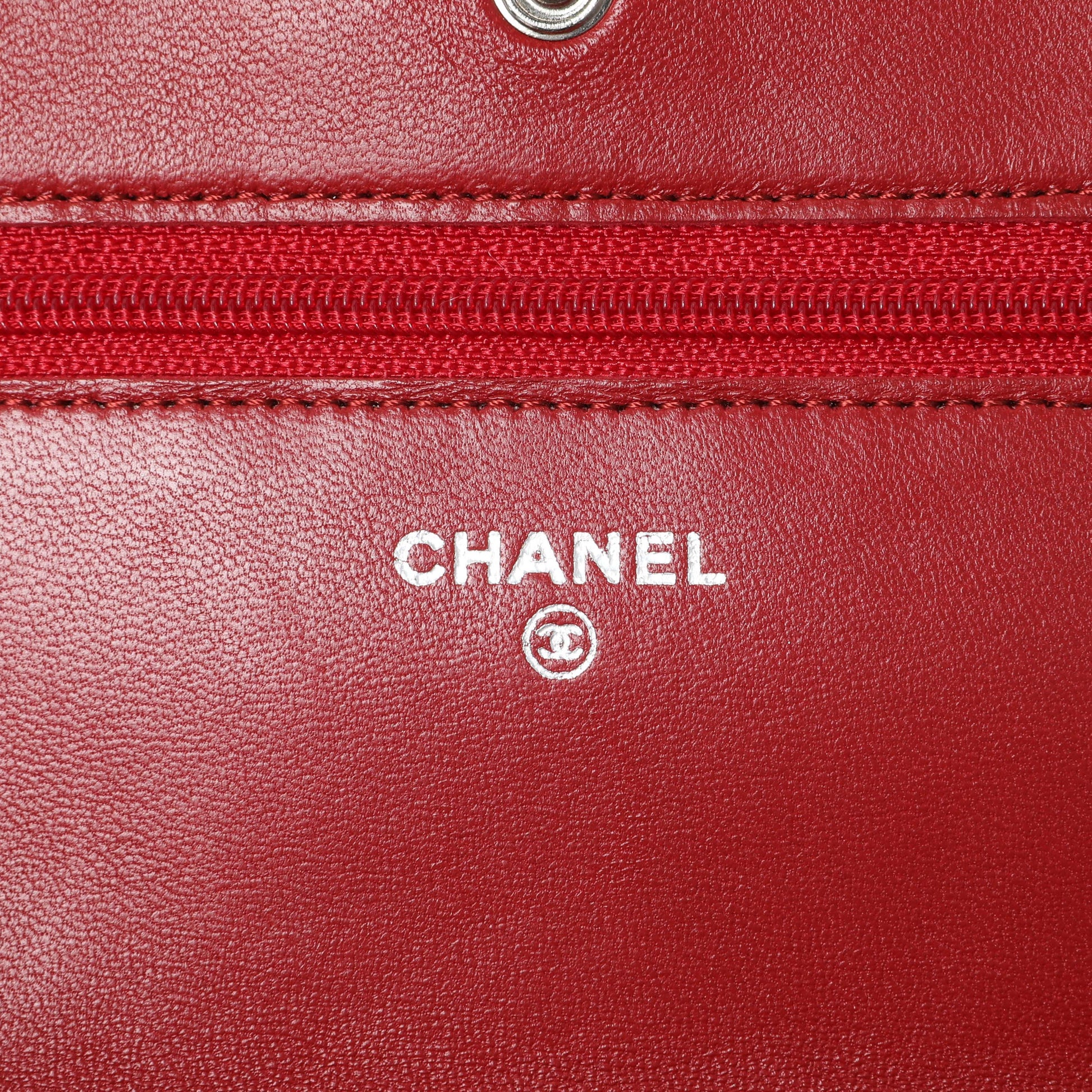 Exclusive Chanel Red Quilted Calfskin Classic Wallet On Chain — Alternate View 11
