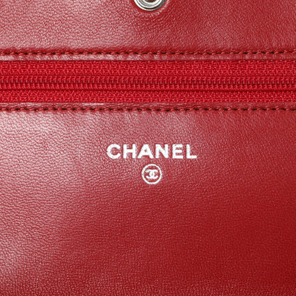 Exclusive Chanel Red Quilted Calfskin Classic Wallet On Chain — Alternate View 11