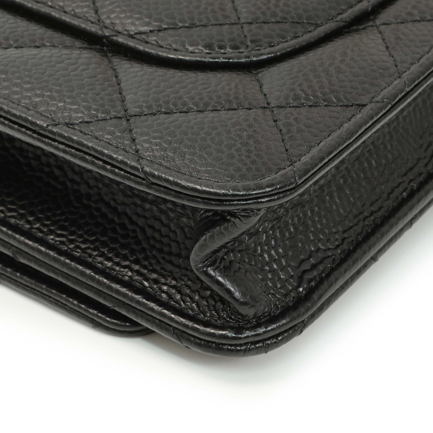 Exclusive Chanel Black Quilted Caviar Wallet on Chain — Lifestyle View
