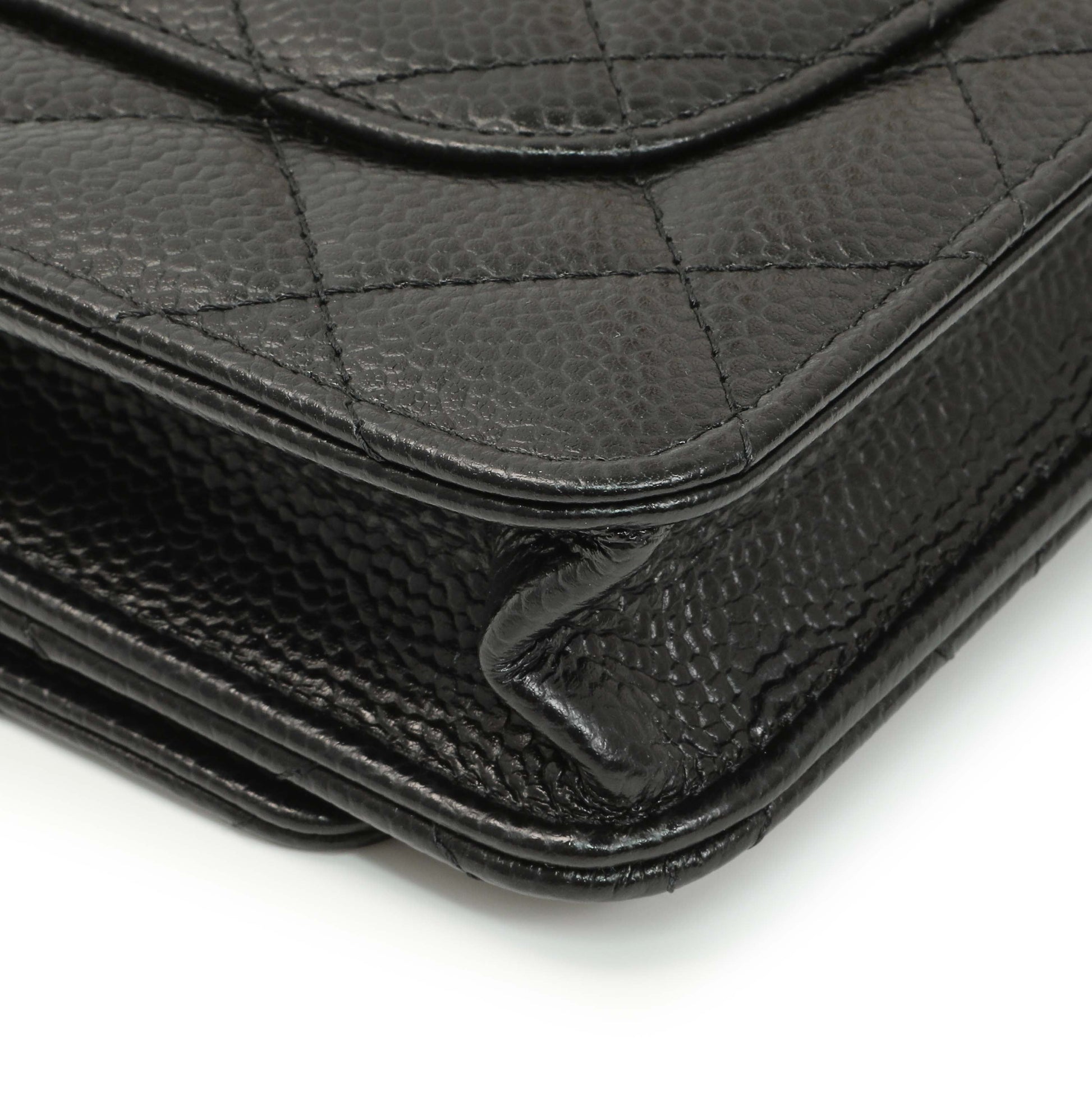 Exclusive Chanel Black Quilted Caviar Wallet on Chain — Lifestyle View