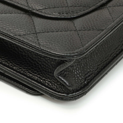 Exclusive Chanel Black Quilted Caviar Wallet on Chain — Lifestyle View
