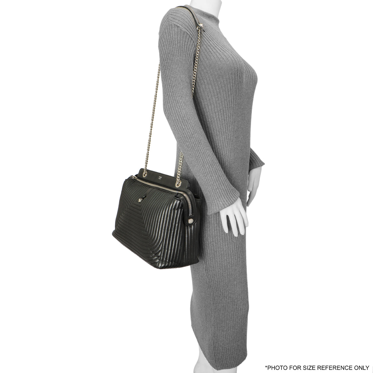 Exclusive Fendi Black Nappa Trapuntata Medium DotCom Click Chain Satchel — Alternate View 14