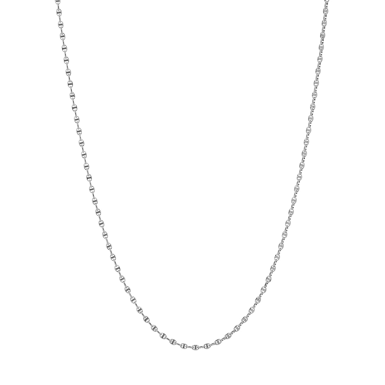 Exclusive 18K White Gold Mariner Link Chain — Front View