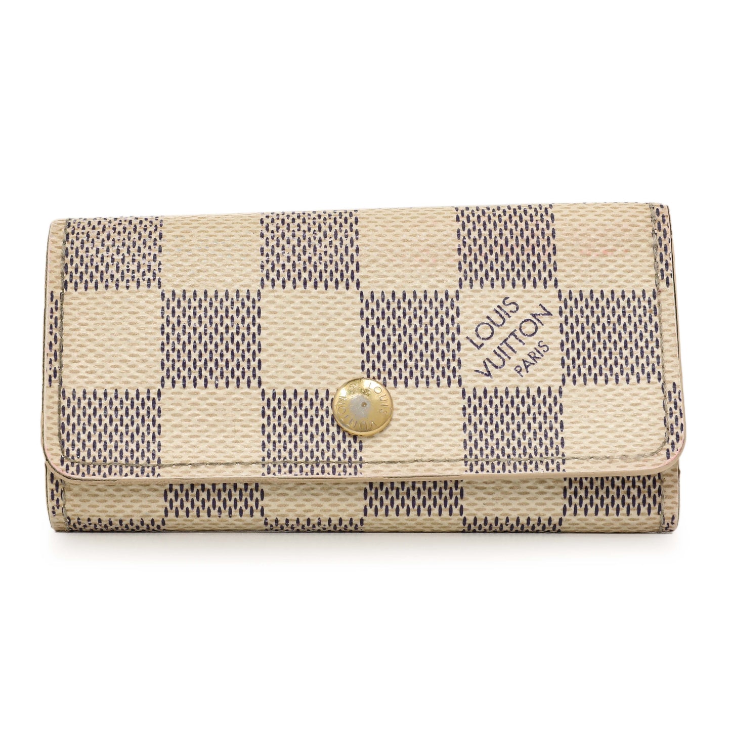 Exclusive Louis Vuitton Damier Azur 4 Key Holder — Front View