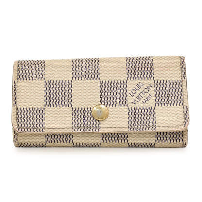 Exclusive Louis Vuitton Damier Azur 4 Key Holder — Front View