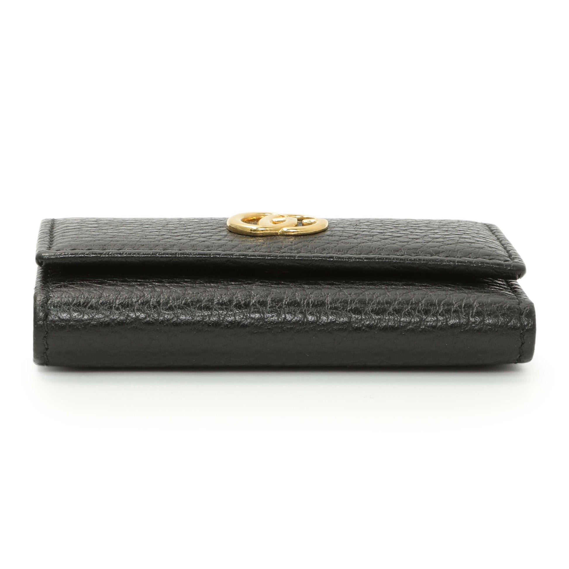 Exclusive Gucci Black Pebbled Calfskin GG Marmont 6 Key Holder — Back View