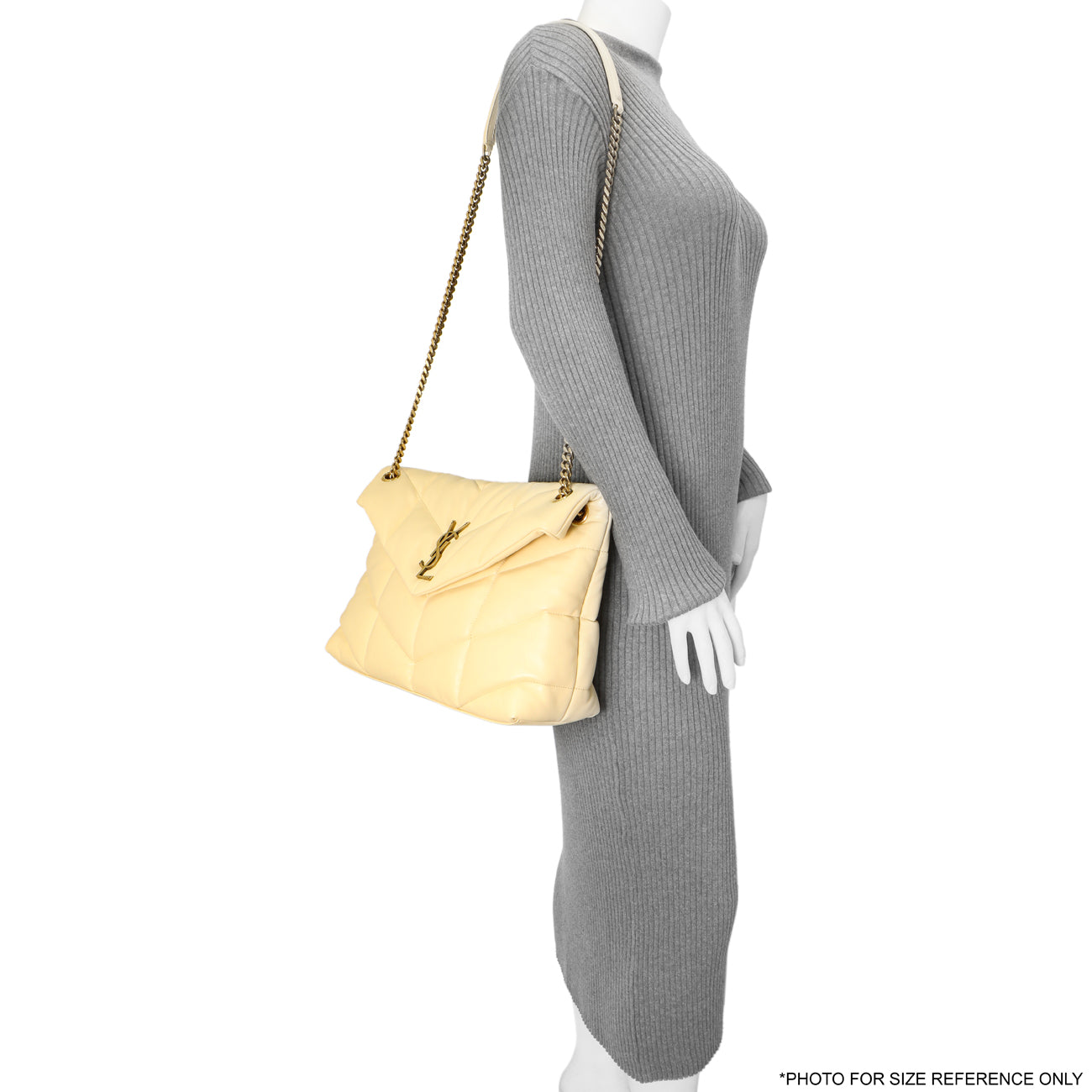 Exclusive Saint Laurent Jaune Pale Lambskin Medium Loulou Puffer — Alternate View 12