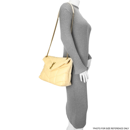 Exclusive Saint Laurent Jaune Pale Lambskin Medium Loulou Puffer — Alternate View 12