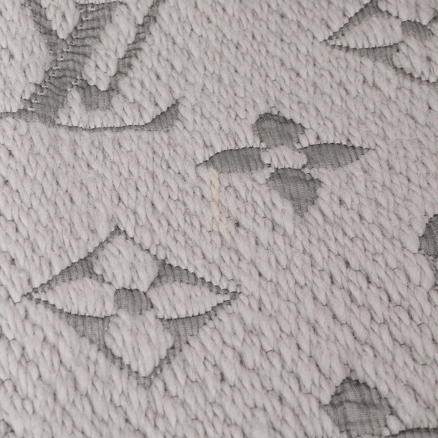 Exclusive Louis Vuitton Pearl Grey Wool Silk Logomania Scarf — Top View