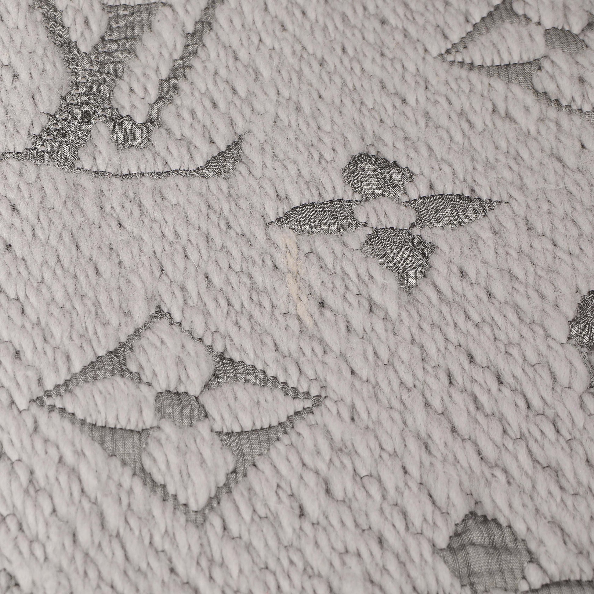 Exclusive Louis Vuitton Pearl Grey Wool Silk Logomania Scarf — Top View