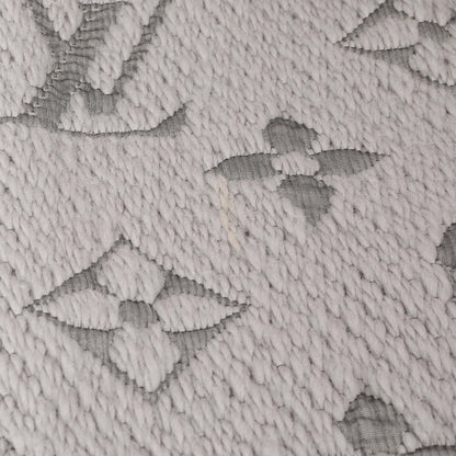 Exclusive Louis Vuitton Pearl Grey Wool Silk Logomania Scarf — Top View
