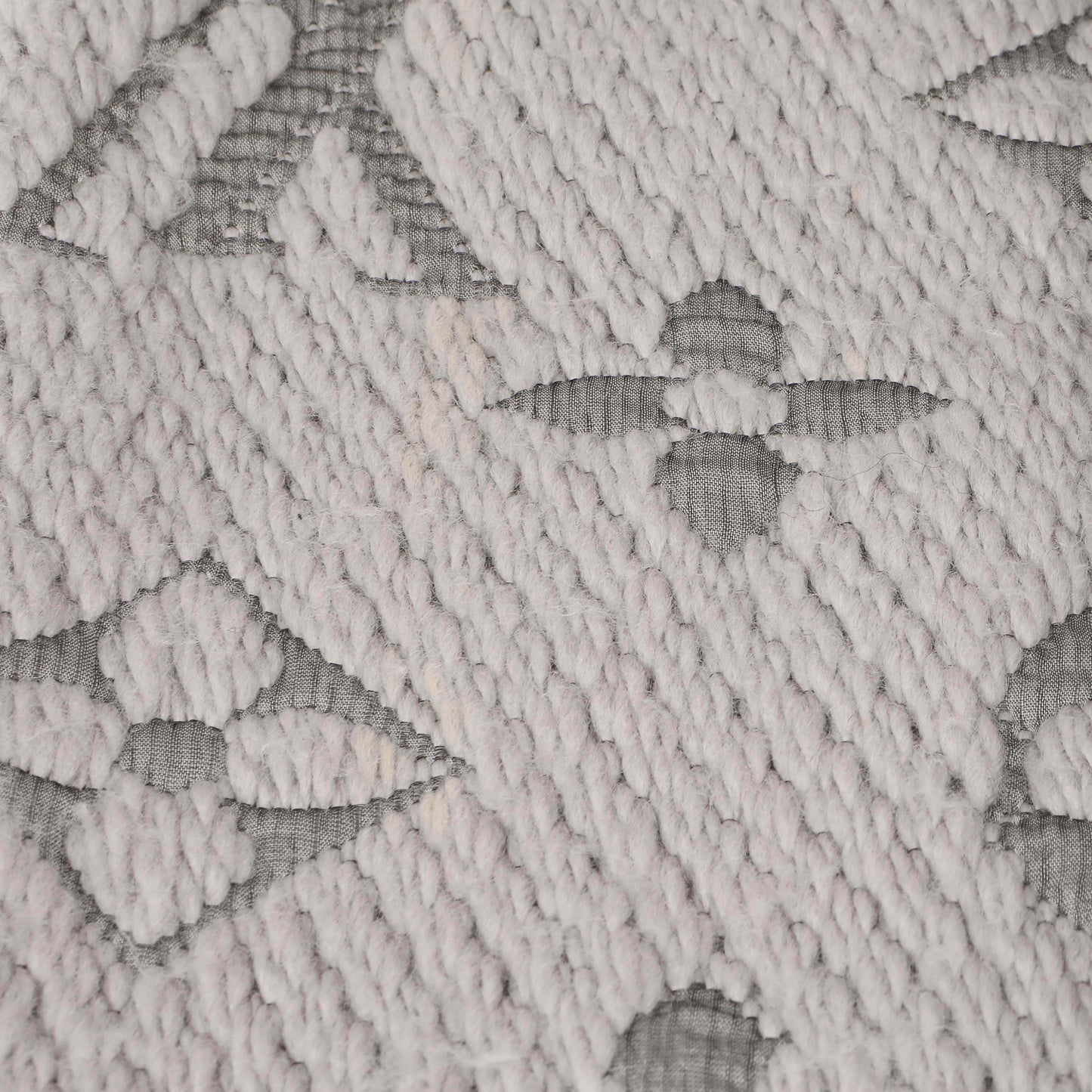 Exclusive Louis Vuitton Pearl Grey Wool Silk Logomania Scarf — Detail View